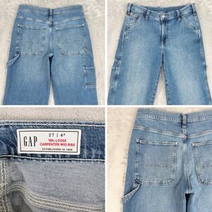 Gap Jeans Womens 27/4P (Fits 29x27) Blue 90s Loose Carpenter Mid Rise Baggy